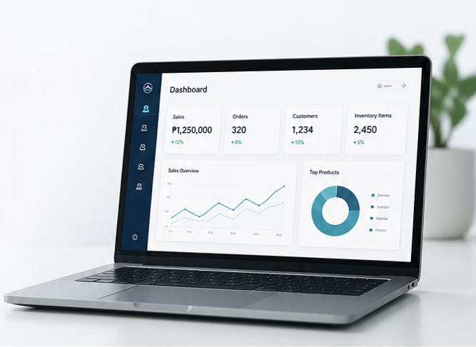 Laptop showing business dashboard